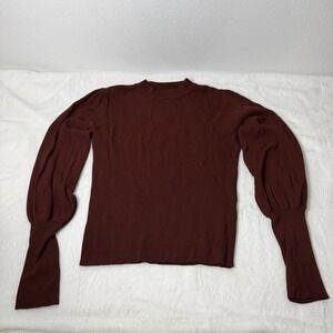 Zara Knit Brown/Burgundy Mock Neck Sweater Size Small Cottagecore Ribbed Cozy